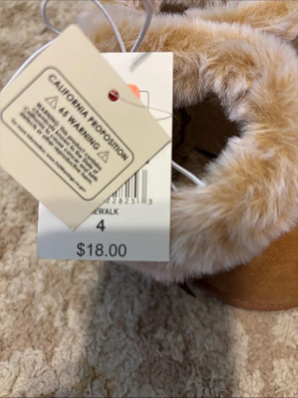 Toddler Faux Fur Trim Brown Bow Winter Booties